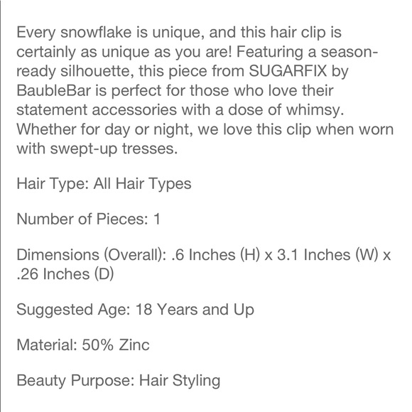 Sugarfix by Baublebar Snowflake Hair Clip - Picture 3 of 3